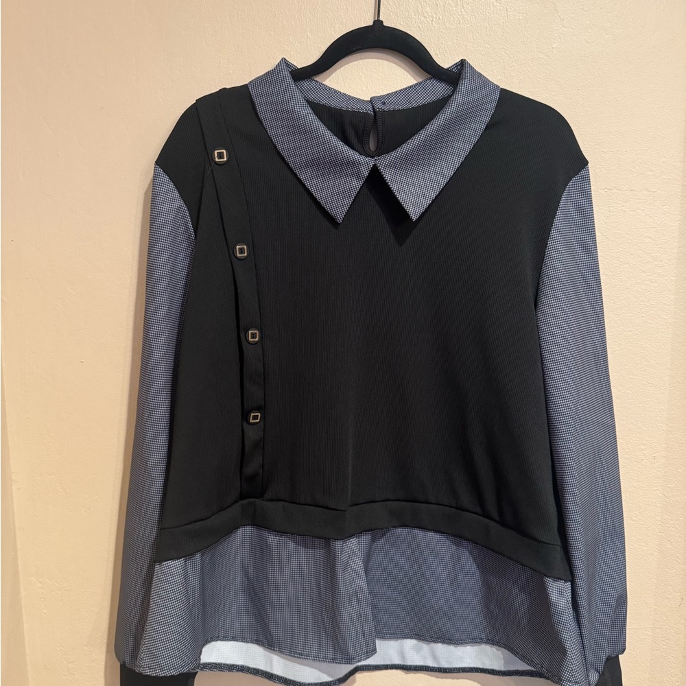 Artsy Unique Quirky Minimalistic Black and Gray Women's Top.